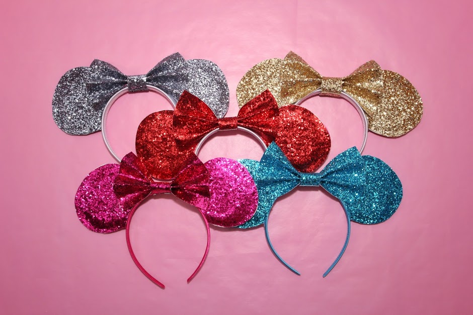 12 pc Minnie Mouse Shiny Sparkly Ears Headbands Birthday Party Favors Mix Colors 