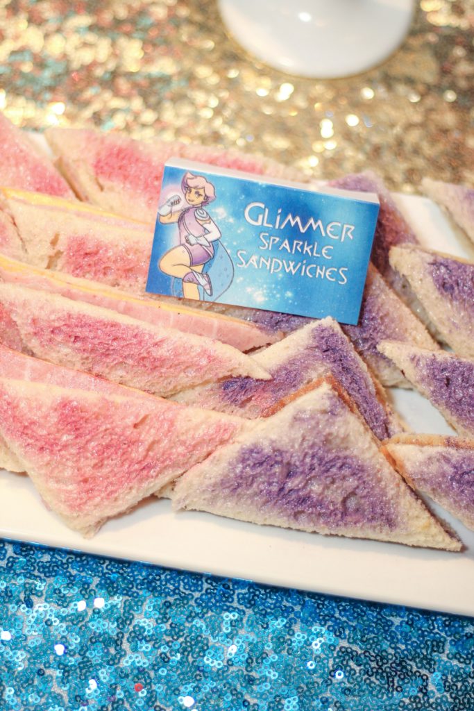 Glimmer sparkle sandwiches She-Ra birthday ideas