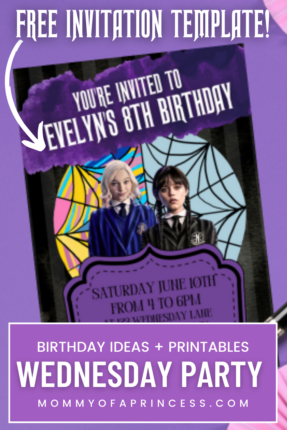 Wednesday Addams Birthday Party Invitation Template Free Printable