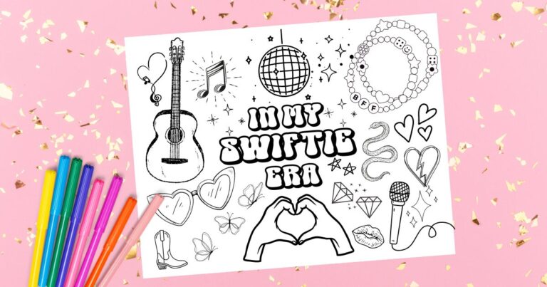 Fun Activities And A Free “In My Swiftie Era” Coloring Sheet!