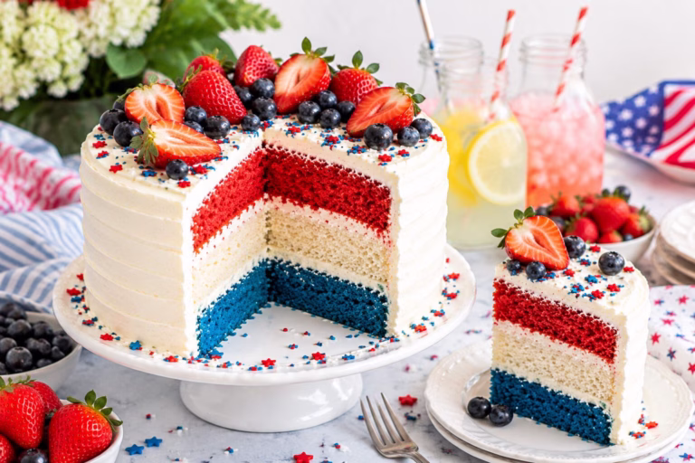 Easy Patriotic Cake with Fresh Fruit