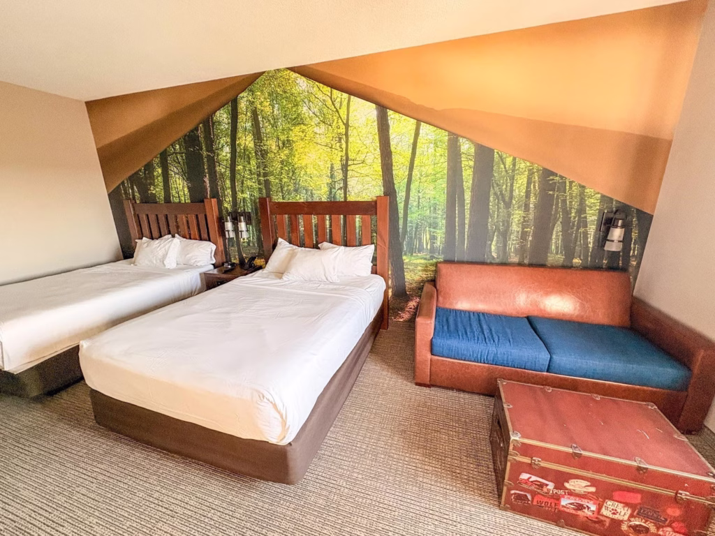 Beds at the Great Wolf Lodge inside the room suites.