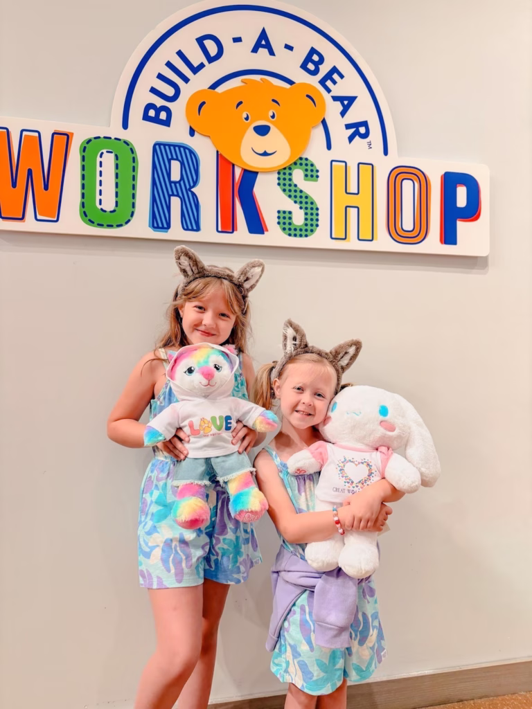 Girls with their furry friends from Build-A-Bear at Great Wolf Lodge